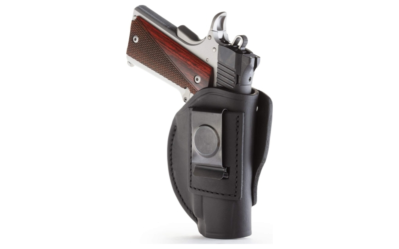 1791 Gunleather 4 Way Holster, Leather Belt Holster, Right Hand, Stealth Black, Fits Glock 48 and S&W EZ380, Size 1 4WH-1-SBL-R