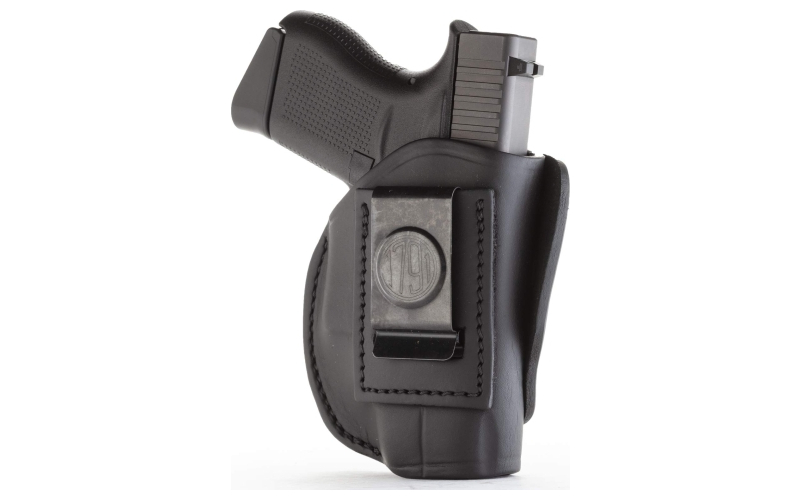 1791 Gunleather 4 Way Holster, Concealment & Belt Holster, IWB/OWB, Stealth Black Leather, Fits Glock 42/43, S&W Bodyguard, Right Hand, Size 2 4WH-2-SBL-R