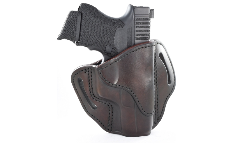 1791 Gunleather Belt Holster, Right Hand, Brown, Leather. Fits 1911 Glock 17, 19, 19x, 23, 25, 26, 27, 28, 29, 30, 32, 33, 45, 48 / FN FNS-9 / Ruger SR9, SR40, SR22 / S&W MP9, MP40, MP40c, Shield, 5903 / Sig Sauer P225-A1, P228, P229, P229c / Springfield XD9, XD40, XDS, XDE / Walther P99, P22, PPS, CCP / Taurus PT111, G2, G2c, 709 Slim / And similar frames BH2.1-SBR-R