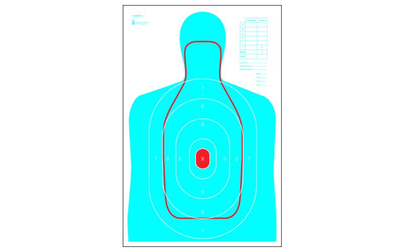Action Target RC-B27E-Q, B-27E And FBI Q Combination Target, Blue/Red, 23"x35", 100 Per Box RC-B27E-Q-100