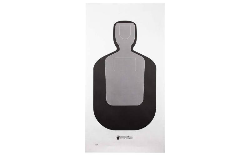 Action Target TQ-19, Standard Qualification Target, 25-Yard Silhouette In Black And Gray, 24"x45", 100 Per Box TQ-19-100