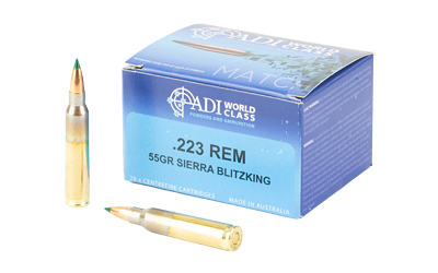 ADI World Class Ammunition Match, Sierra BlitzKing Boat-Tail, 223 Remington, 55 Grain, Brass Cased, 20 Round Box ADI9332153003166