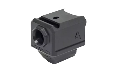 Agency Arms 417 Compensator, Features Two Chamber Design (2 Vertical Ports and 2 Side Venting Ports), Front Sight hole, Two Set Screws with an Allen Wrench and a Vial of Rockset are Included in Package, Matte Finish, Black, Fits Glock 17/19/19X/34/45 Gen 5, Standard 1/2X28 thread pitch 417-5-BLK
