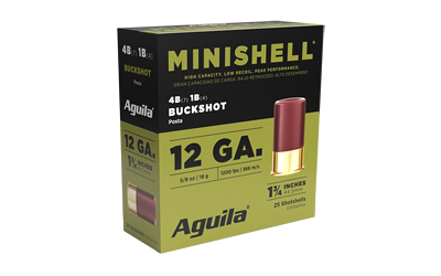 Aguila Ammunition Minishell, 12 Gauge, 1.75", #4 Buckshot, 25 Round Box 1CHB1385