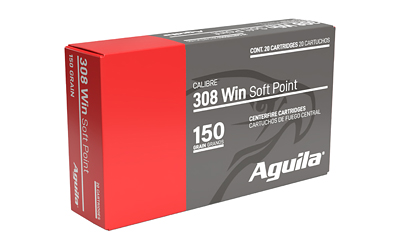 Aguila Ammunition Rifle, 308 Winchester, 150 Grain, Soft Point, 20 Round Box 8090AG