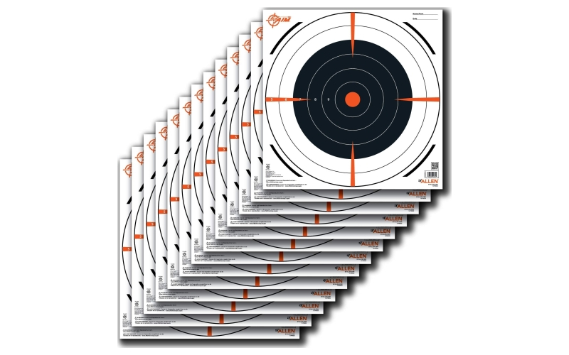 Allen Company EZ AIM Adhesive, Bullseye, 12"x12", 100 Pack, White and Orange 15334-100
