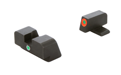 AmeriGlo I-Dot, Single Dot, Night Sight, For FN Highpower, Green Front with Orange Outline, Green Rear, Matte Finish, Black FN-201