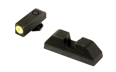 AmeriGlo UC, Sight, Fits GLOCK 17/19/22/23/24/26/27/33/34/35/37/38/39, Green Tritium LimeGreen Lumi Outline Front, Black Serrated Round Notch Rear GL-354