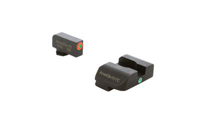 AmeriGlo I-Dot, Single Dot, Night Sight, Fits Glock Gen 5 9/40, Green Front with Orange Outline, Green Rear, Matte Finish, Black GL-5201