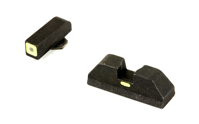 AmeriGlo Combative Application Pistol Sight, Fits GLOCK 17/19/22/23/24/26/27/33/34/35/37/38/39, Green/Green, Green Tritium Front Sight with Lumi Outline, Rear Sight Lumi Horizontal Line in Center GL-614