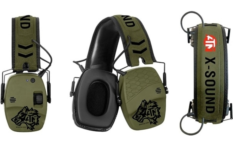 ATN Corp X-Sound Electronic Ear Muffs, Hearing Protection, Bluetooth, Green ACPROTXSND