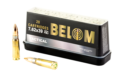 Belom 7.62X39mm, 123 Grain, Full Metal Jacket, Brass Cased, 20 Round Box BEL8606110608093