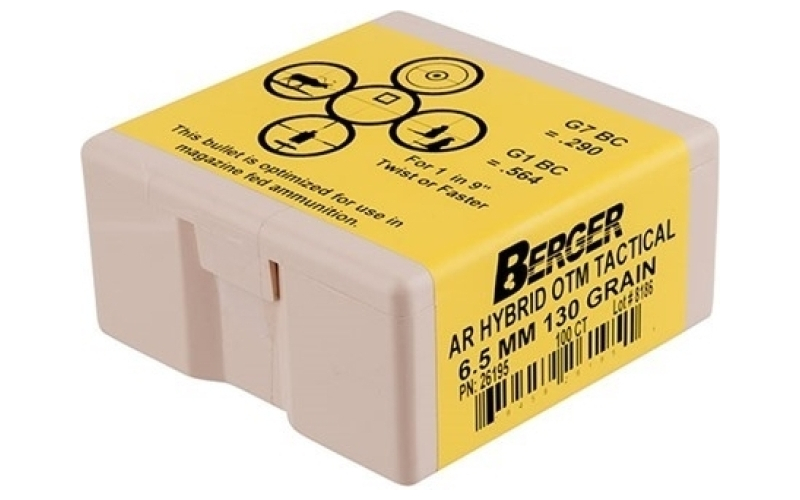 Berger Bullets Berger 6.5mm 130gr ar tactical 100/bx