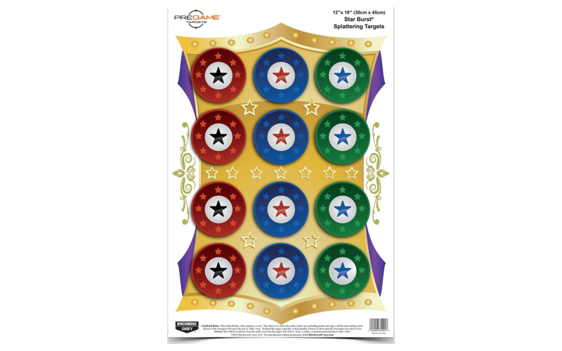 Birchwood Casey Pregame Target, Star Burst, 12x18, 8 Targets BC-35572