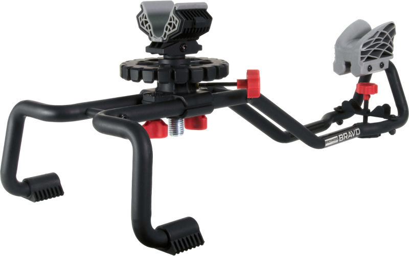 Birchwood Casey Bravo Shooting Rest, Non-Slip Rubber Stock Rest, Adjustable Leveling Feel, Ambidextrous Controls, Fits High Capacity Magazines for AK's and AR's, Rigid Steel Frame, Black/Red BC-BSR