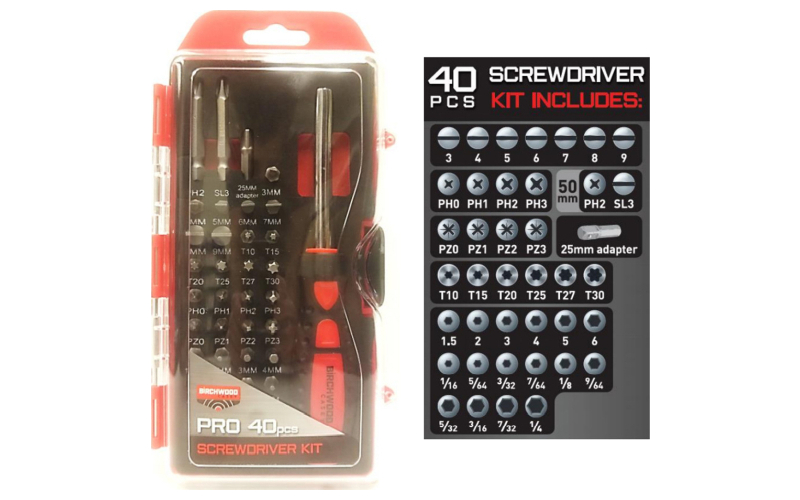 Birchwood Casey Pro Screwdriver Set, 40 Piece Kit, Red BC-PROSDS