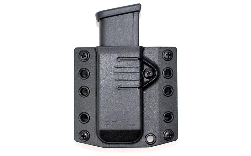 Bravo Concealment Magazine Pouch, Single, 1.5" Belt Loops, Size Small, Fits Glock 43 and M&P Shield Magazines, Ambidextrous, Polymer, Black BC60-1001