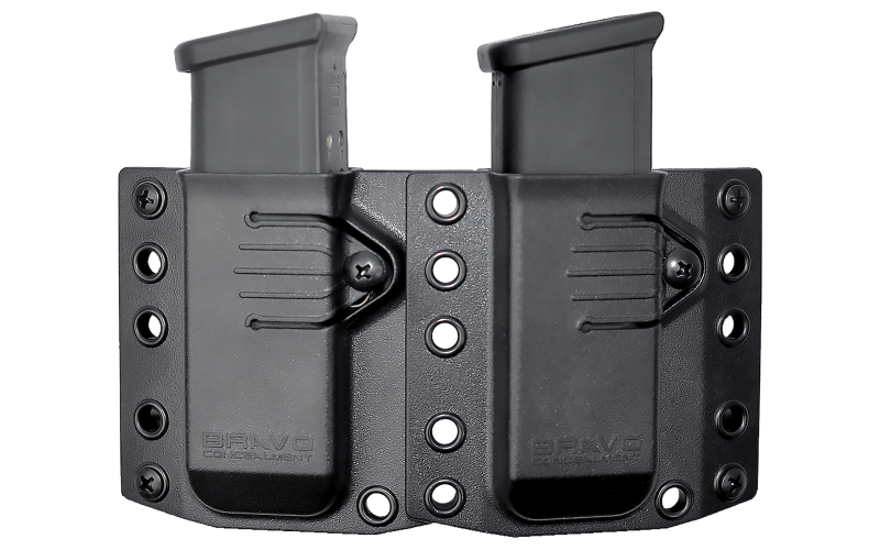 Bravo Concealment Magazine Pouch, Double, 1.5" Belt Loops, Size Small, Fits Glock 43 and M&P Shield Magazines, Ambidextrous, Polymer, Black BC60-2001