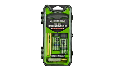 Breakthrough Clean Technologies Vision Series, Cleaning Kit, For 357/38/9MM, Includes Cleaning Rod Sections, Hard Bristle Nylon Brushes, Jags, Patch Holders, Cotton Patches, Durable Aluminum Handle, Mini Bottles of Breakthrough Military-Grade Solvent and Battle Born High-Purity Oil BT-ECC-9
