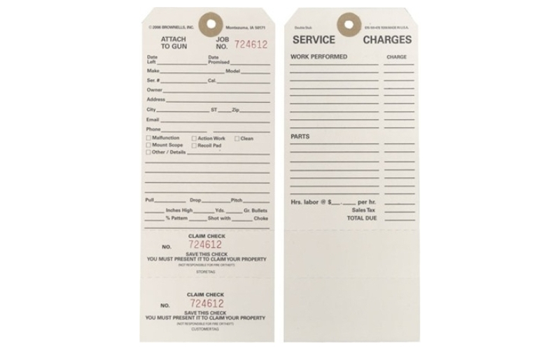 Brownells Double-stub claim checks 100 pack