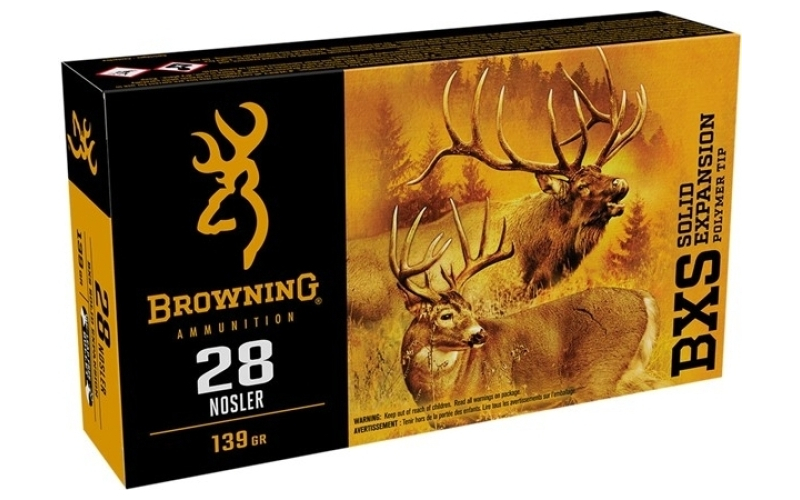 Browning 28 nosler 139gr polymer tip solid expansion 20/box