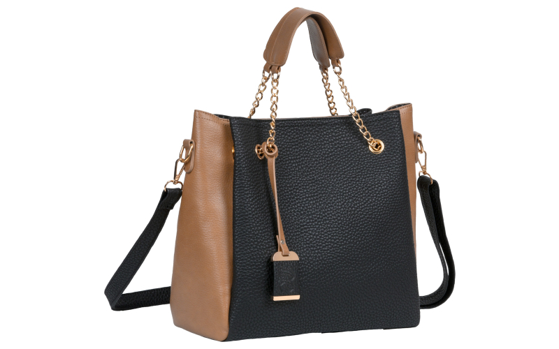 BULLDOG TOTE PURSE W/HOLSTER BLK/TAN