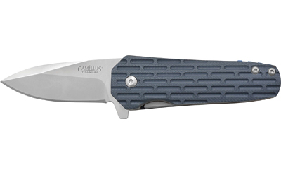 Camillus Wedge, Folding Knife, Plain Edge, Blue Fiberglass Reinforced Nylon Handle, Satin Finish, Silver Blade, 2.25" Blade Length, 5.75" Overall Length, 420 Stainless Steel Blade, Liner Lock CAM-19399