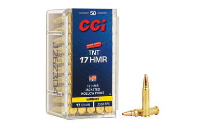 CCI Ammunition TNT, 17 HMR, 17 Grain, Jacketed Hollow Point, 50 Round Box 53