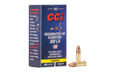 CCI Ammunition 22LR, 40 Grain, Segmented Hollow Point, Sub-Sonic 50 Round Box 74