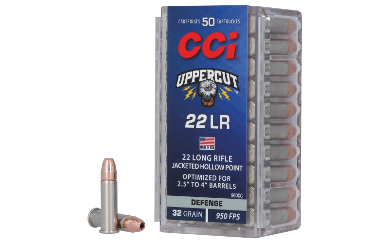 CCI Ammunition Uppercut, 22 Long Rifle, 32 Grain, Copper Plated Hollow Point, 50 Round Box 960CC