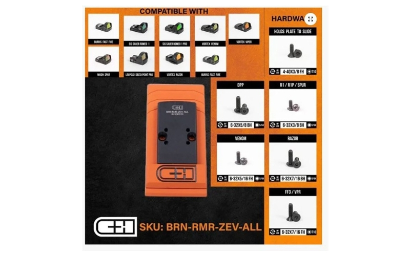 C&H Precision Weapons Rmr cut adapter plate w/zev posts to all other optics