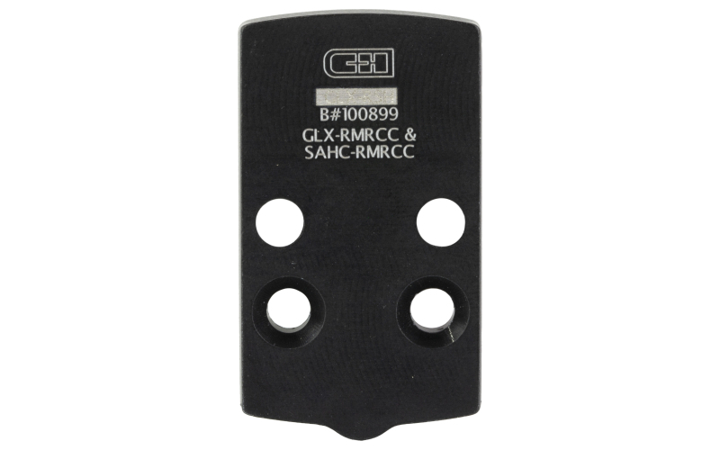 C&H Precision V4, Optic Mounting Plate, Fits Glock 43x/48 MOS to  Trijicon RMRcc, Anodized Finish, Black, Includes Mounting Hardware GLX-RMRcc