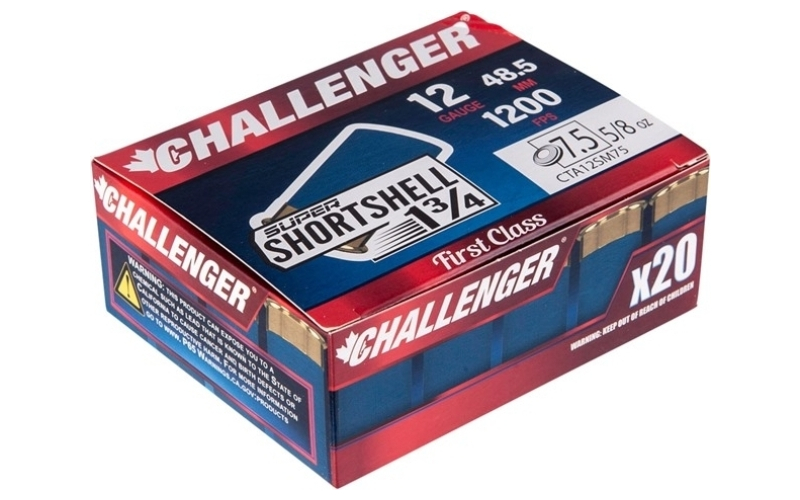 Challenger Ammo 12 gauge 1-3/4'' 3/4 oz #7.5 shot 20/box
