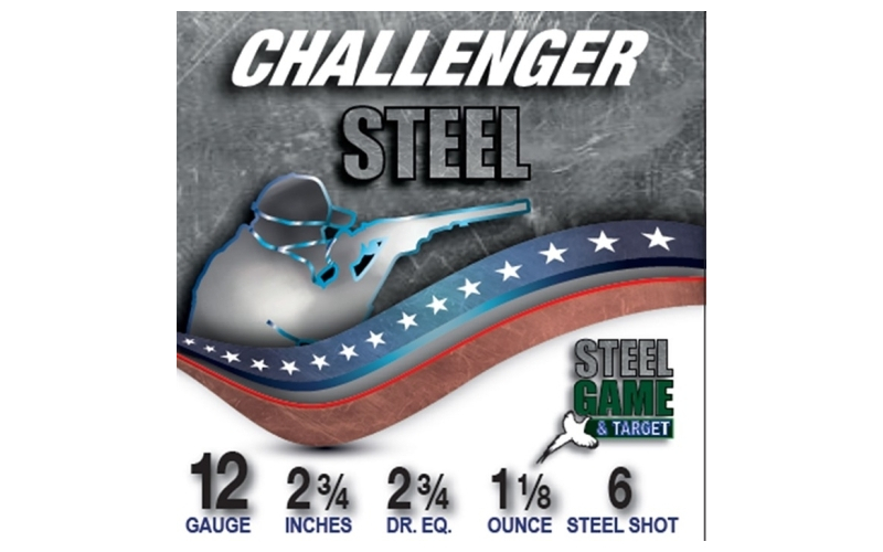 Challenger Ammo 12 gauge 2-3/4'' 1-1/8oz #6 steel shot 250/case