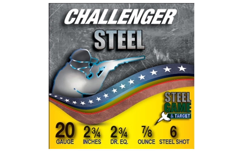 Challenger Ammo 20 gauge 2-3/4'' 7/8oz #6 steel shot 250/case