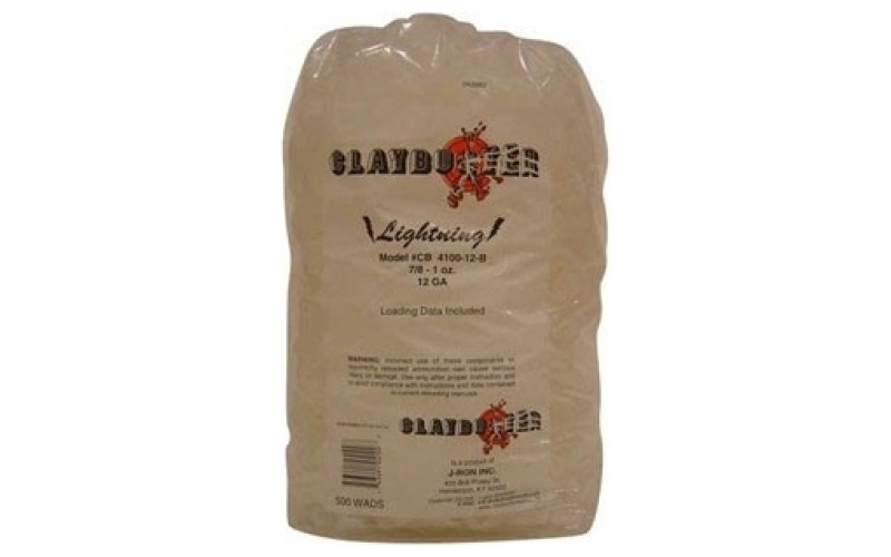 Claybuster 12 gauge 7/8 to 1oz wads clear 500/bag