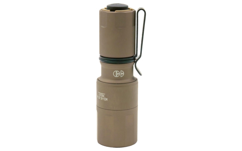 Cloud Defensive MCH Micro, Mission Configurable Handheld, High Candela, Flashlight, 950 Lumens, Accepts 18350 and CR123A Batteries, Single Output, Aluminum, Anodized Finish, Flat Dark Earth, Includes 18350 Battery, Charger and Pocket Clip MCH 2.0-HC-DF-P-350 FDE