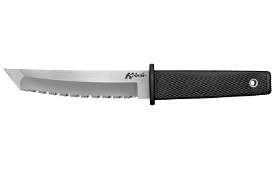 Cold Steel Kobun, 5.5", Fixed Blade Knife, Tanto Point, Serrated Edge, AUS 8A/Polished, Black Kraton, Includes Secure-Ex Sheath CS-17TS