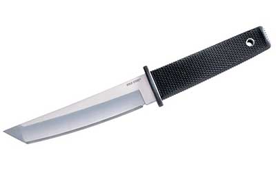 Cold Steel Kobun, 5.5" Fixed Blade Knife, Tanto Point, Plain Edge, AUS 8A/Polished, Black Kraton, Includes Secure-Ex Sheath CS-17T