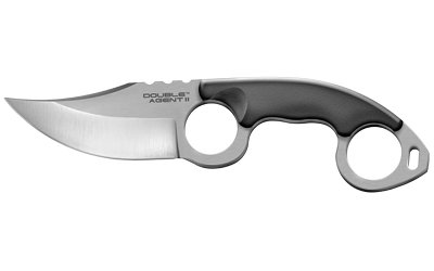Cold Steel Double Agent, Fixed Blade Knife, AUS 8A/Polished, Plain, Clip Point, Includes Secure-Ex Sheath, 3", AUS 8A/Black G10, Blister CS-39FN