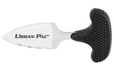 Cold Steel Urban Pal, Fixed Blade Knife, 1.5" Blade Drop Point, 3/4 Serrated Edge, AUS 8A/Polished, Black Kraton, Includes Secure-Ex Sheath CS-43LS
