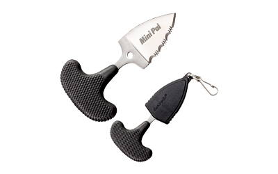 Cold Steel Mini Pal, Fixed Blade Knife, 1" Blade, Drop Point, 3/4 Serrated Edge, AUS 8A/Polished, Black Kraton, Includes Secure-Ex Sheath CS-43NSK