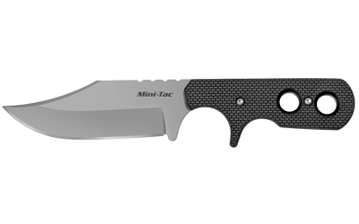 Cold Steel Mini Tac Bowie, Fixed Blade Knife, 3.625" Blade, Plain Edge, 8Cr12MoV, Silver, Black Handle, Clip Point, Includes Secure-Ex Sheath CS-49HCF