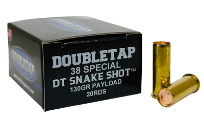 DoubleTap Ammunition SnakeShot, 38 Special, 130 Grain, #9 Shot with Hardcast Full Wadcutter, 20 Round Box 38SPSS2