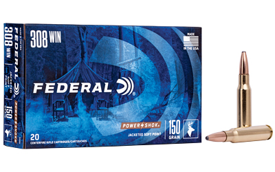 Federal PowerShok, 308 Winchester, 150 Grain, Soft Point, 20 Round Box 308A