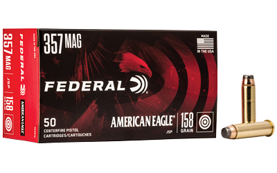Federal American Eagle, 357MAG, 158 Grain, Jacketed Soft Point, 50 Round Box AE357A