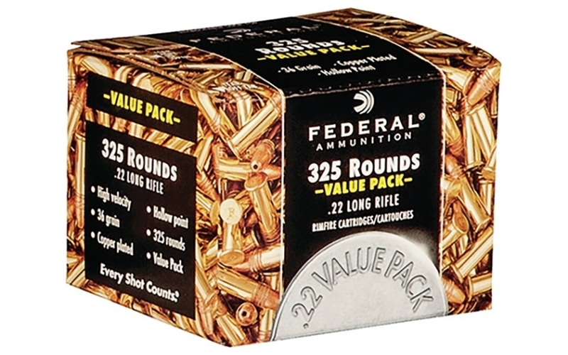 Federal 22 long rifle 36gr copper plated hp 325/box