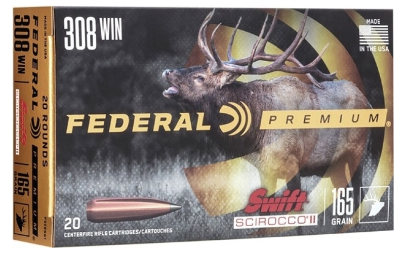 Federal 308 winchester 165gr scirocco ii 20/box
