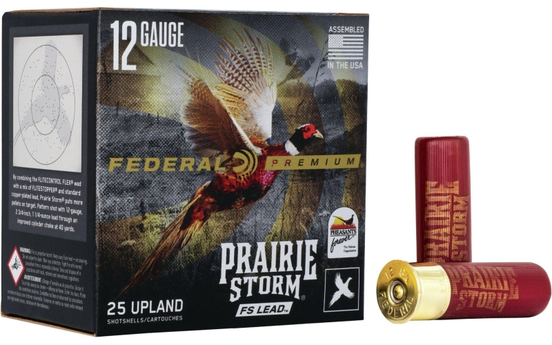 Federal premium prairie storm 12ga 3 max. 1-5/8oz 4 shot fs lead ammo 25rd