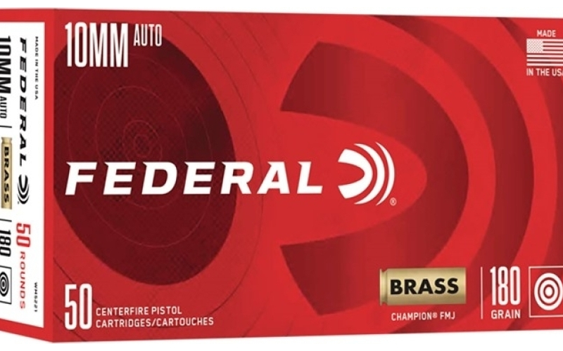 Federal 10mm auto 180gr full metal jacket champion brass 50/box